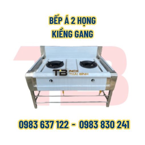 Bếp á 2 họng kiềng gang Inox Thái Bình