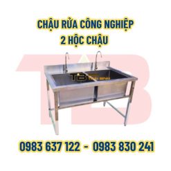 Chậu rửa công nghiệp 2 hộc chậu Inox Thái Bình