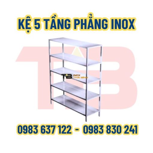Kệ 5 tầng phẳng Inox Thái Bình