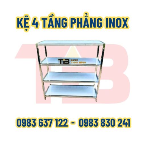 Kệ 4 tầng phẳng Inox Thái Bình