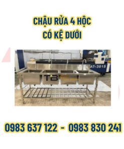 Chậu rửa 4 hộc có kệ dưới Inox Thái Bình