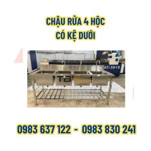 Chậu rửa 4 hộc có kệ dưới Inox Thái Bình