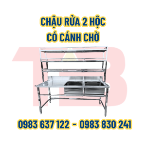 Chậu rửa 2 hộc có cánh chờ Inox Thái Bình