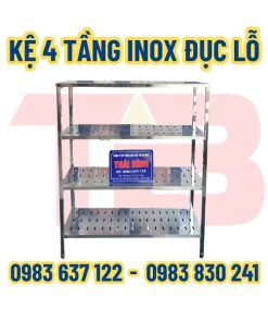 Kệ 4 tầng Inox đục lỗ Inox Thái Bình