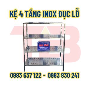 Kệ 4 tầng Inox đục lỗ Inox Thái Bình